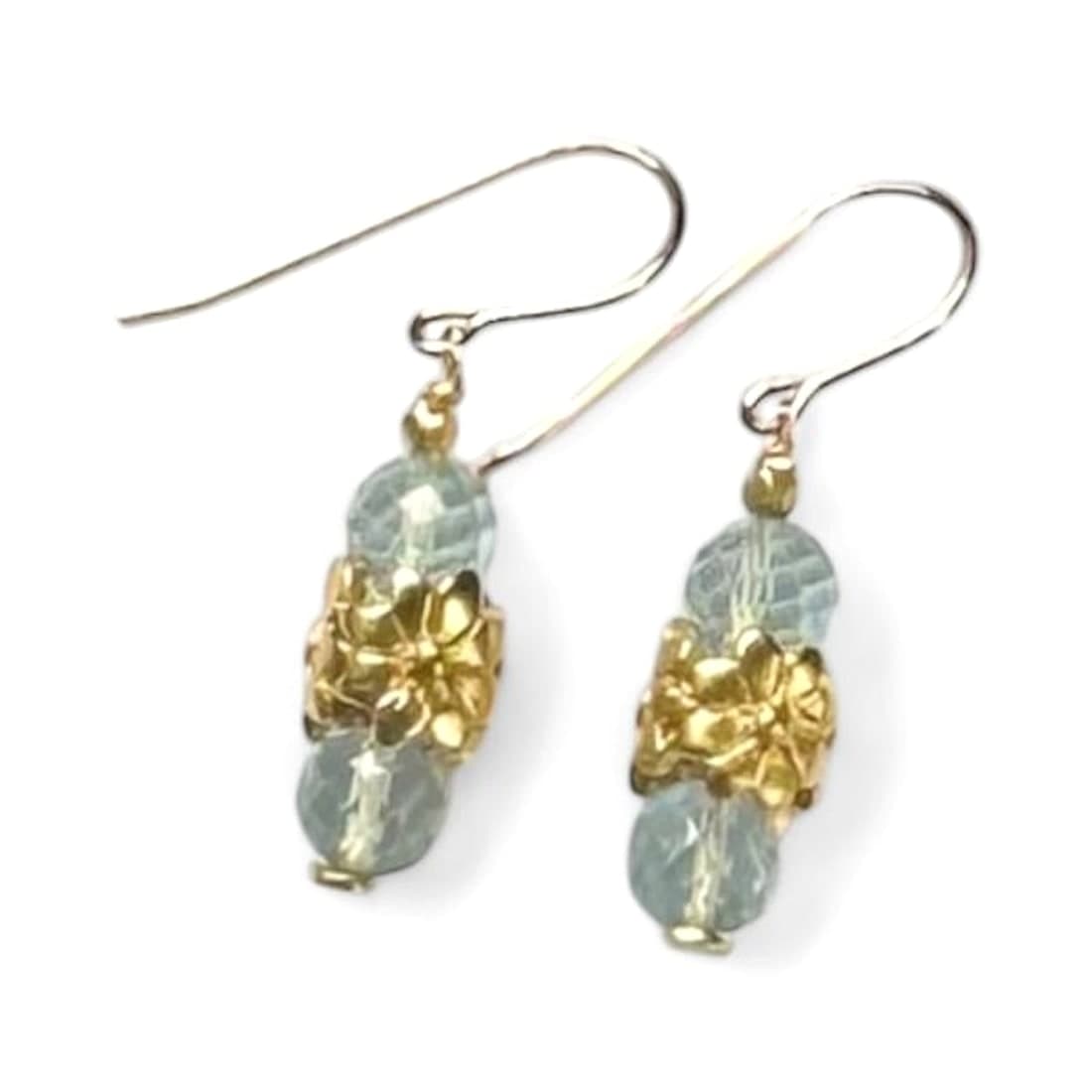 Blue Topaz Earrings with Gold Vermeil Focal Beads