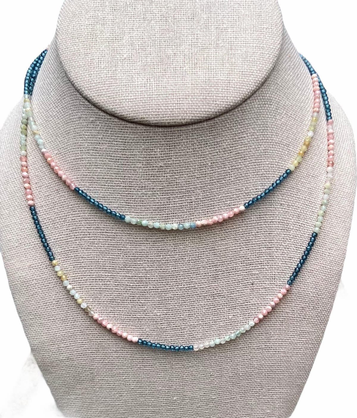 Delicate Aquamarine & Pink Necklace