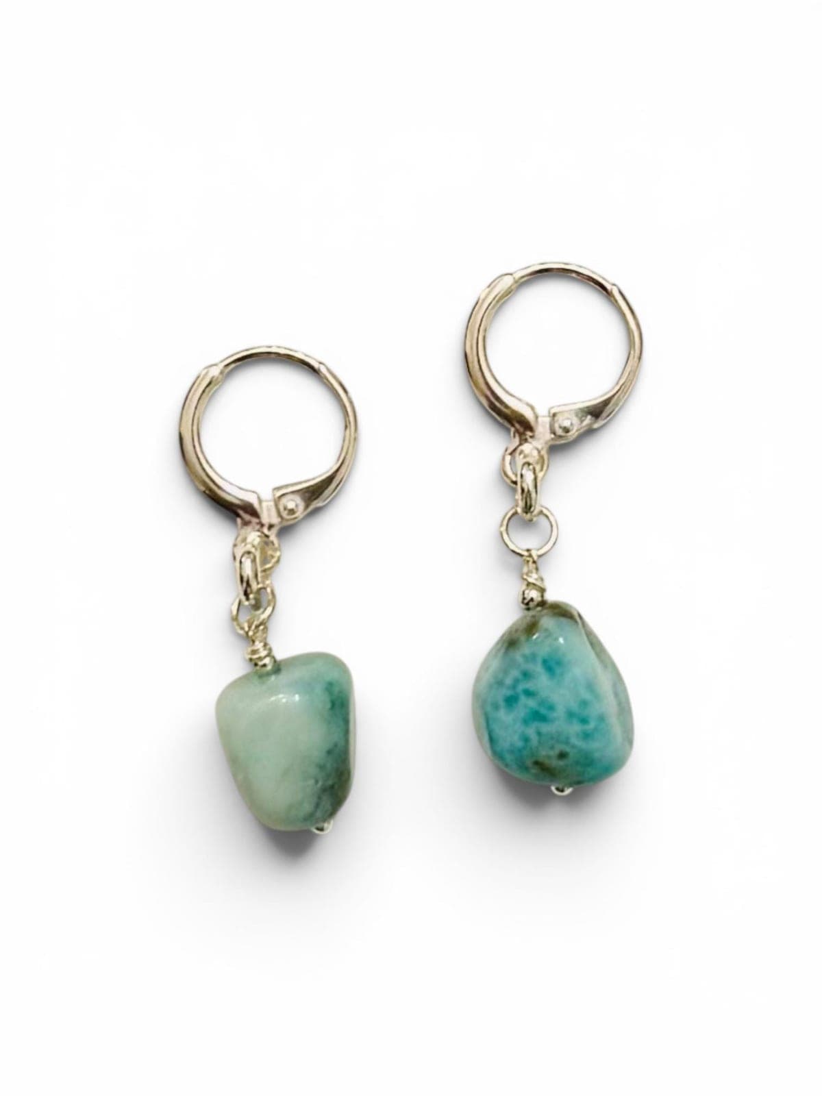 Larimar Nuggets on Hoop Drop Earrings