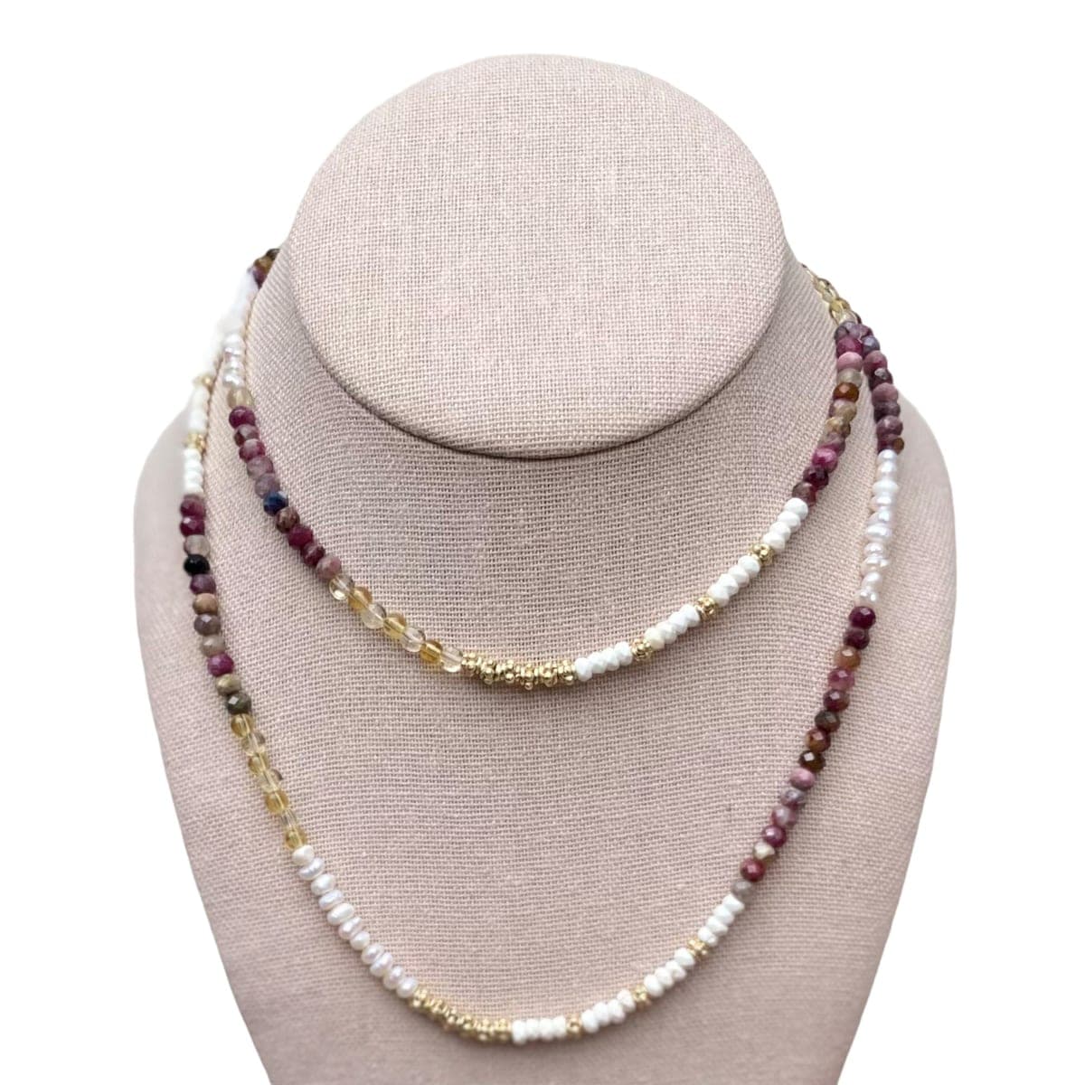 Long Tourmaline & Citrine Necklace