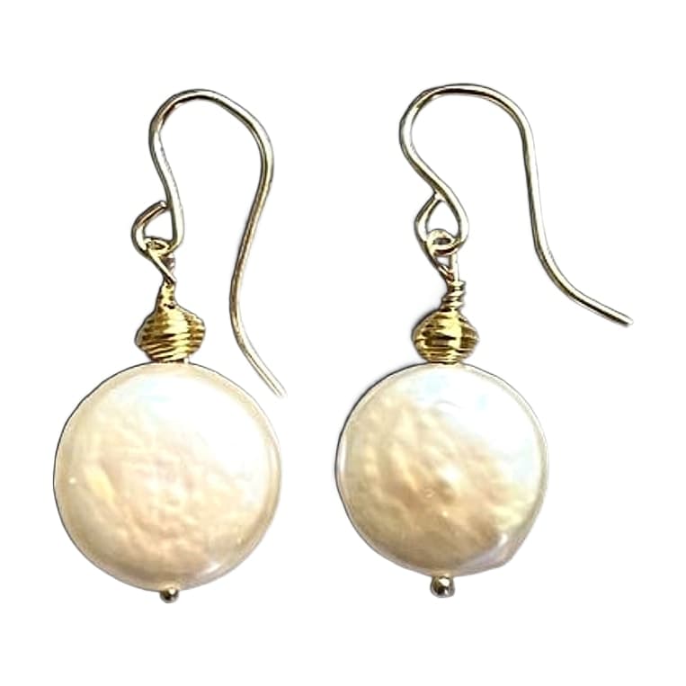 Lustrous Coin Pearl & Gold Earrings
