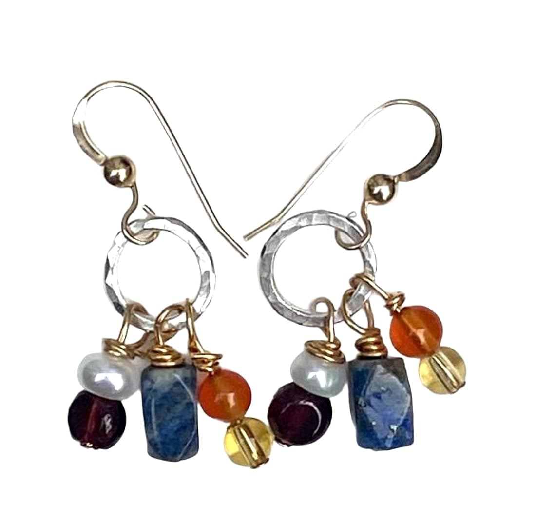 Mixed Metal & Sunset Gemstone Earrings