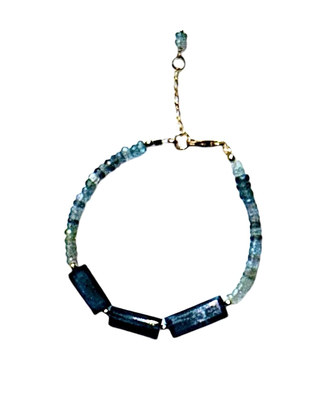 Moss Aquamarine with Kyanite Bracelet