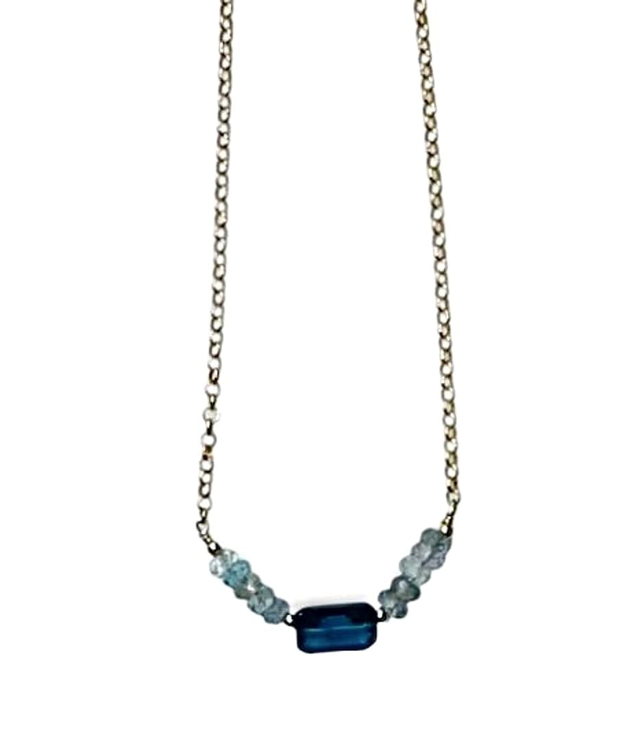 Moss Aquamarine with Kyanite Focal Necklace