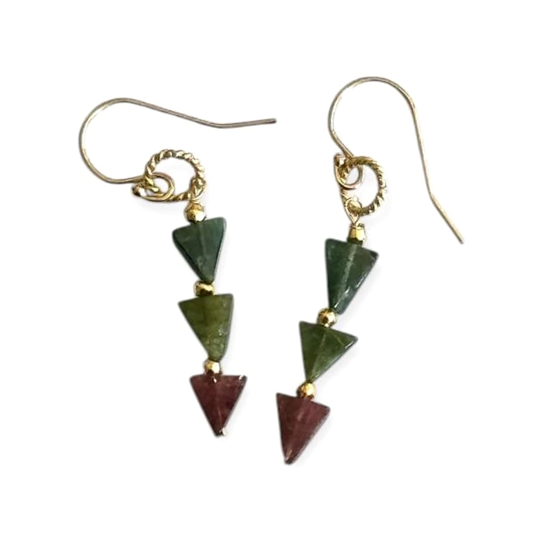 Multicolored Tourmaline And Gold Dangle Earrings