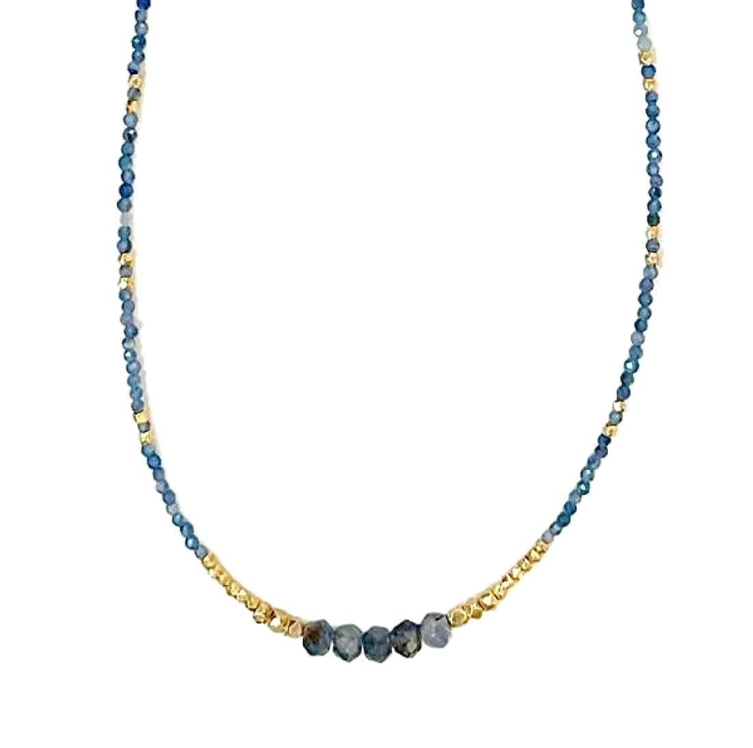 Ocean Blue Gem and Gold Necklace