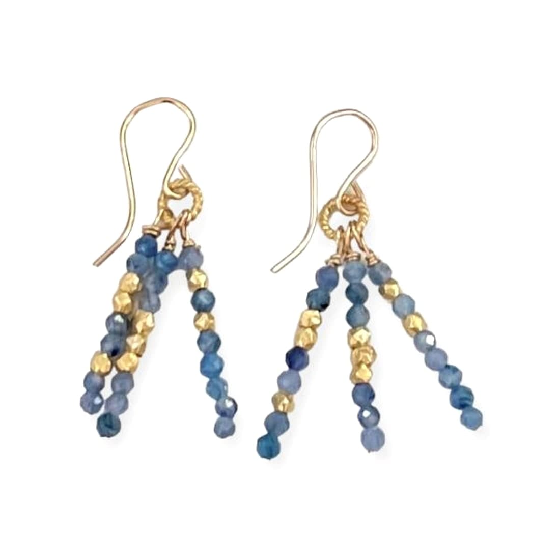 Ocean Blue Gem & Gold Earrings