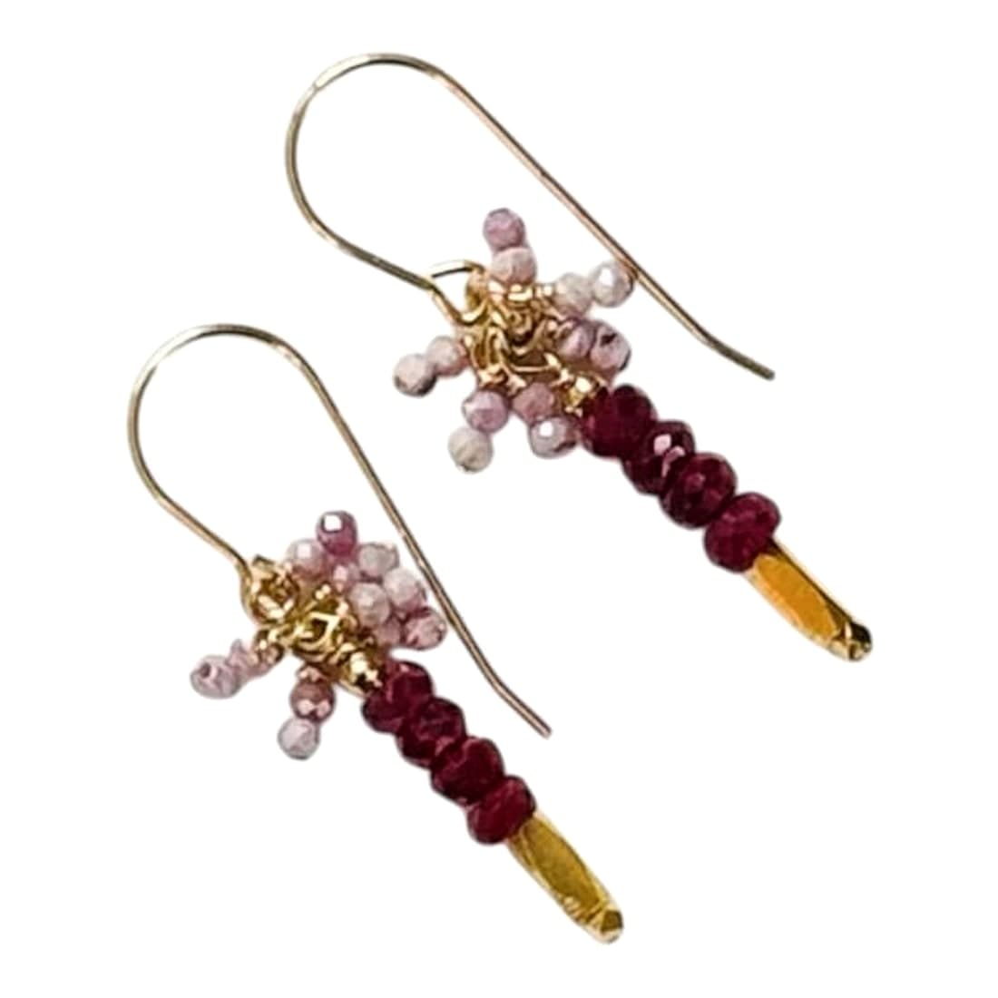 Red and Mystic Ruby Cluster Earrings