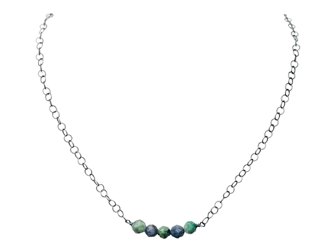 Tanzanite and Oxidized Silver Chain Necklace