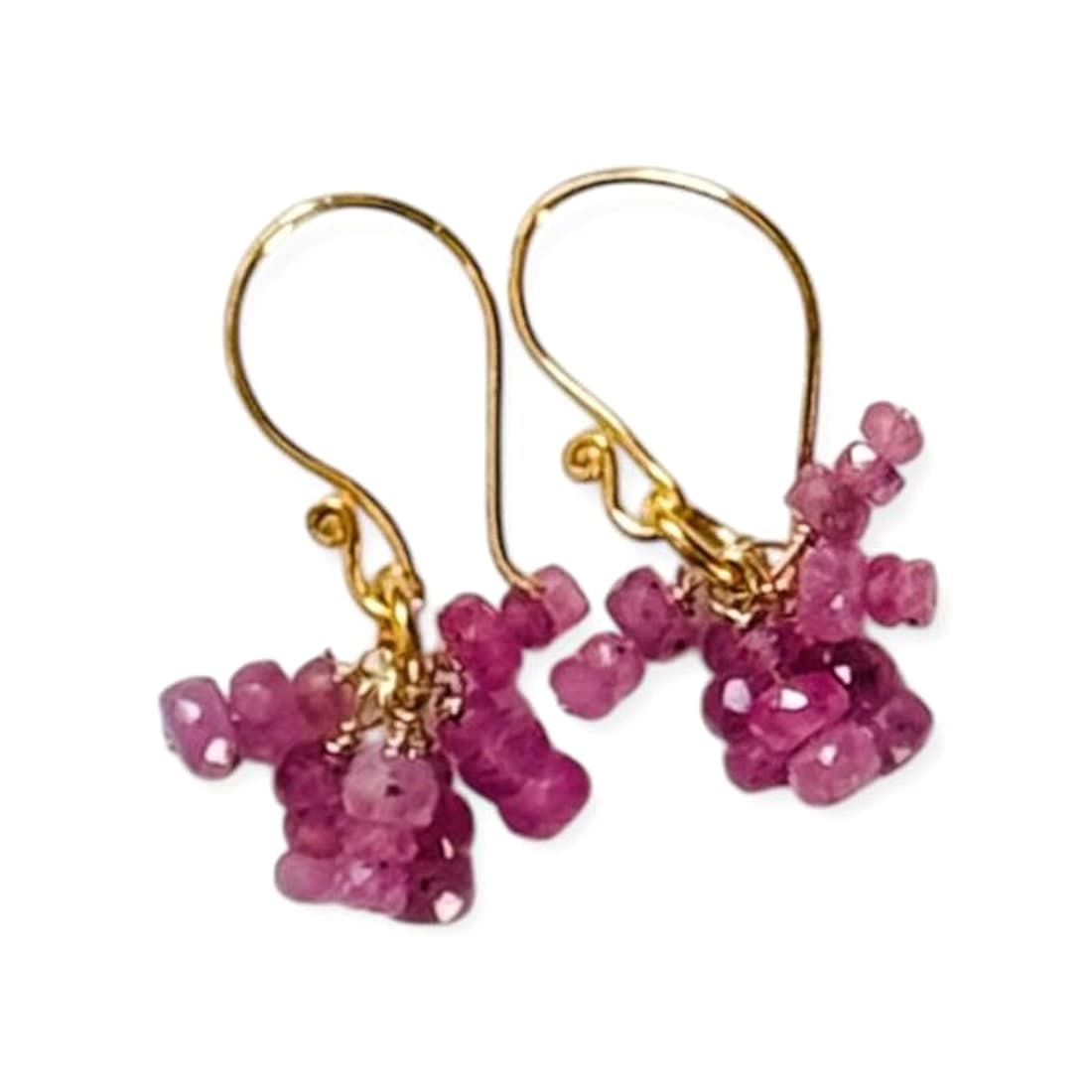 Vibrant Pink Sapphire Cluster Earrings