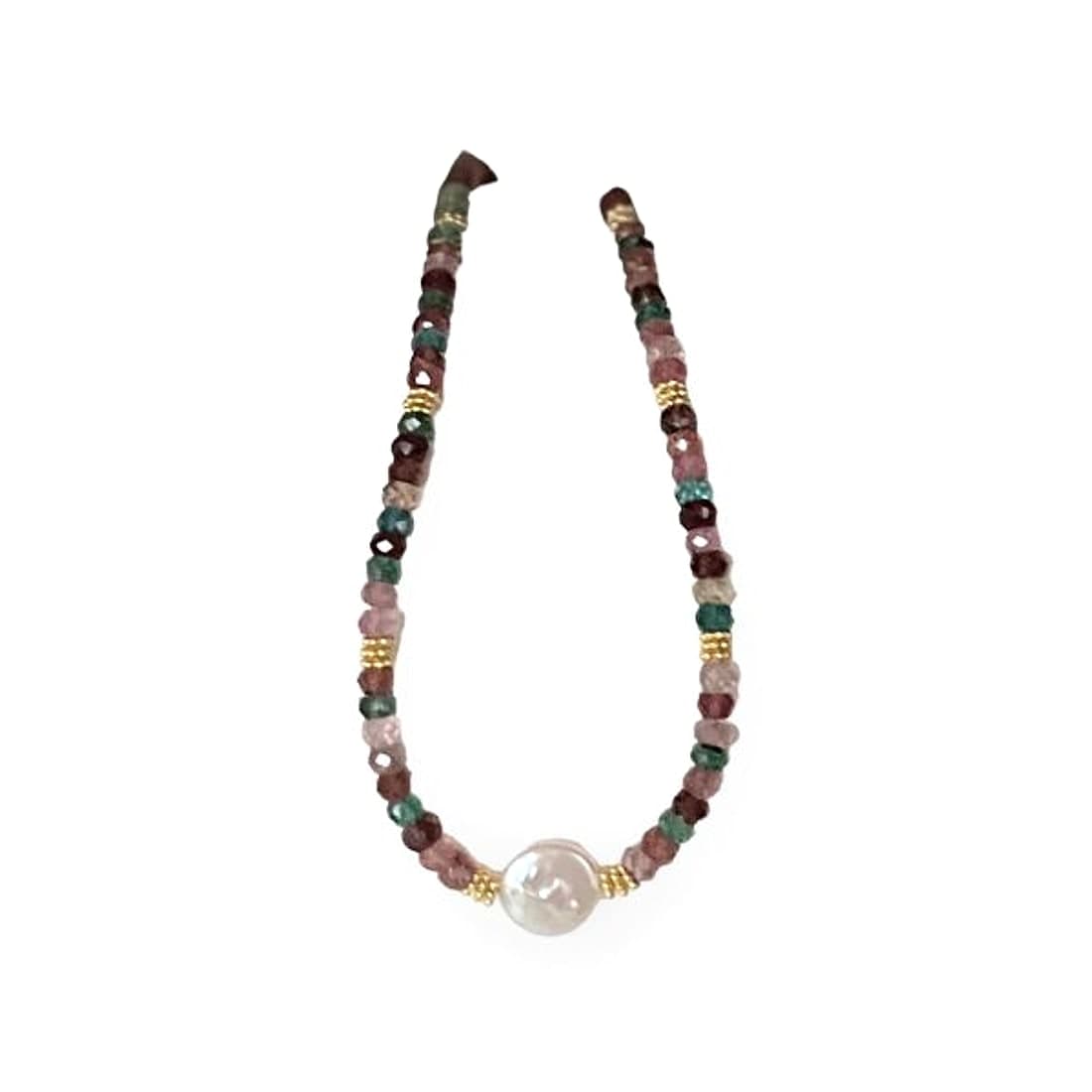 Vibrant Tourmaline And Coin Pearl Necklace