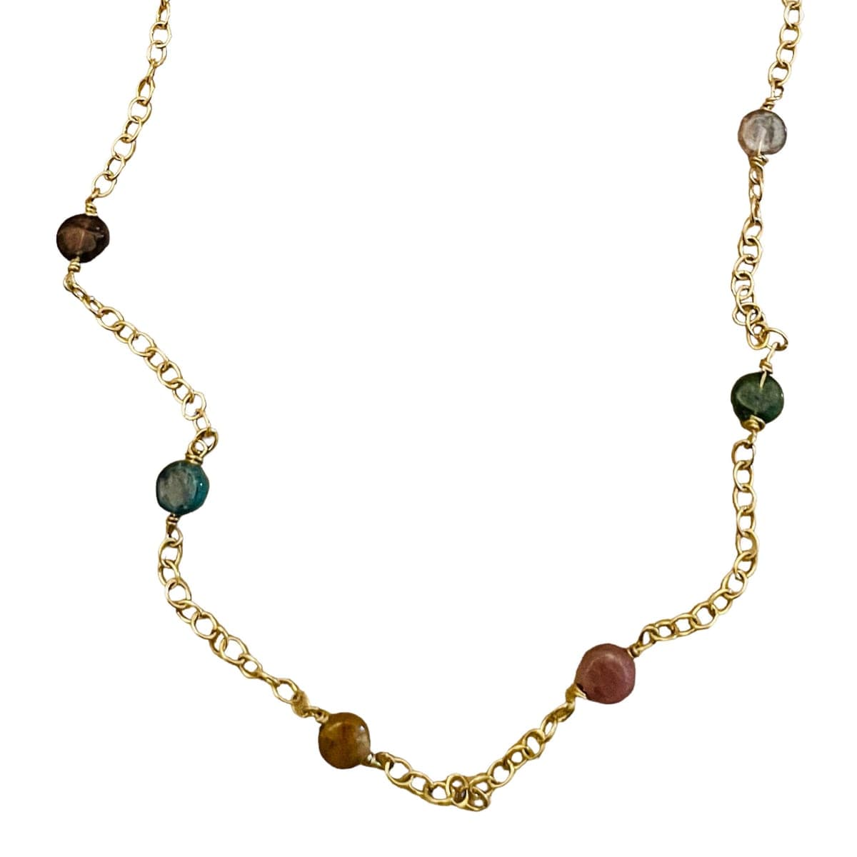 Watermelon Tourmaline Coin Necklace