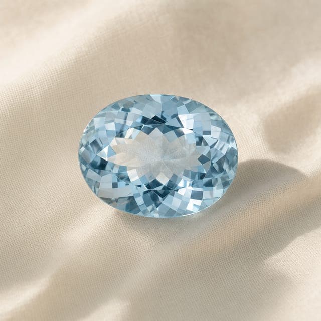 A loose aquamarine stone, unset